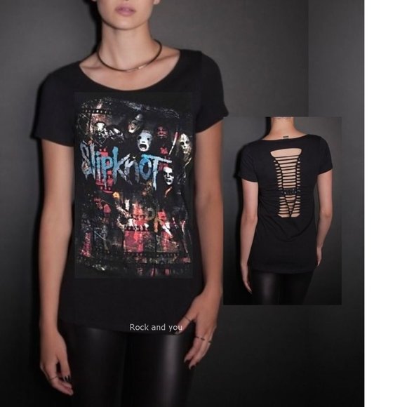 Slipknot Masks Logo Braid Slash metal rock Official T-Shirt L NWT - Picture 1 of 3